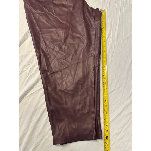 Express Womens Modern Straight High Rise Faux Leather Pants Sz 18S Purple - Picture 9 of 11